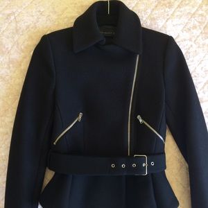 New Zara Woman Moto Biker Peplum Jacket Coat